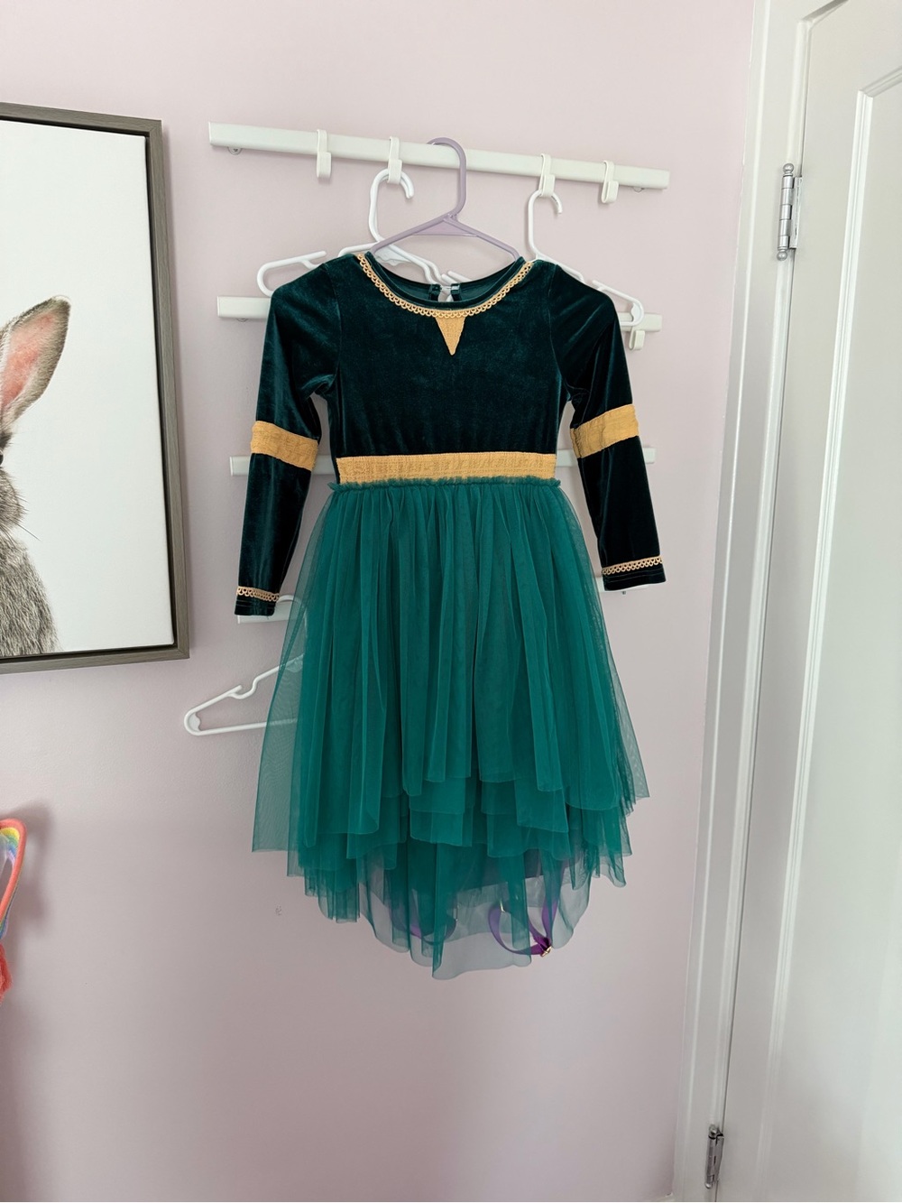 Disney’s Merida brave dress Emerald Green & Gold Velvet Tulle Girls'